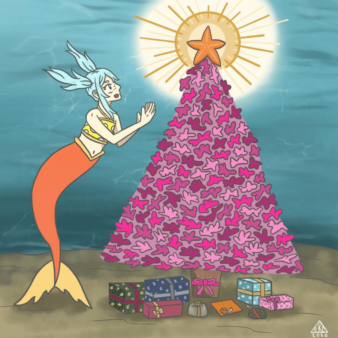 gertie the mermaid and christmas tree