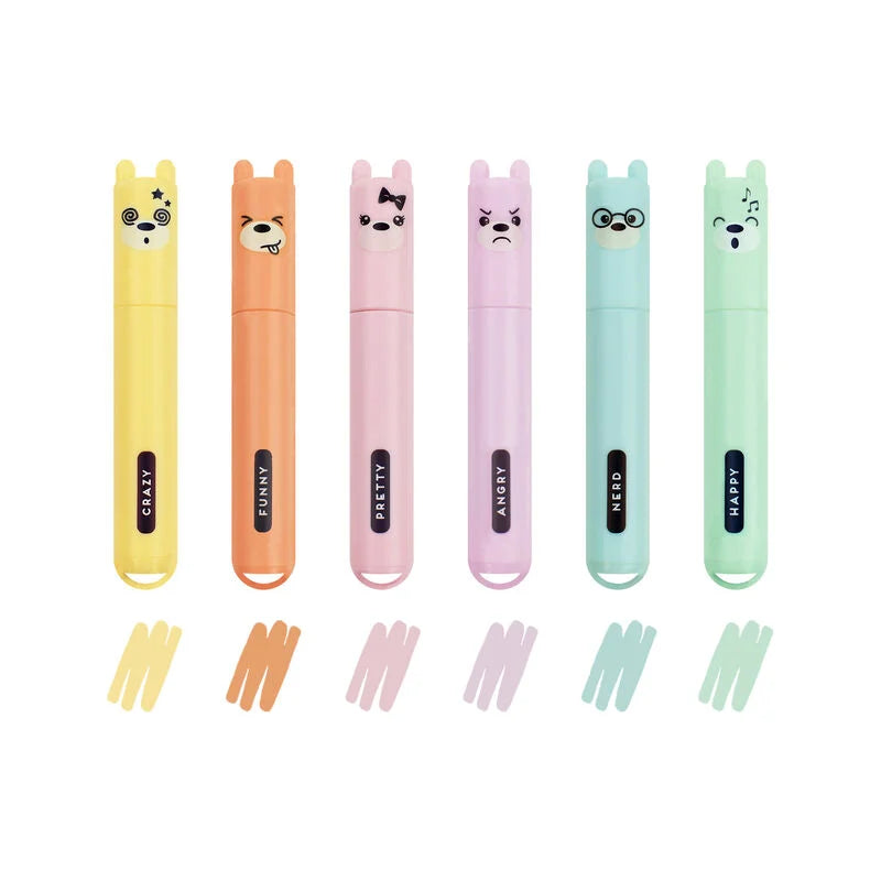 Legami Teddy's Style -A Set of 6 Mini Highlighters