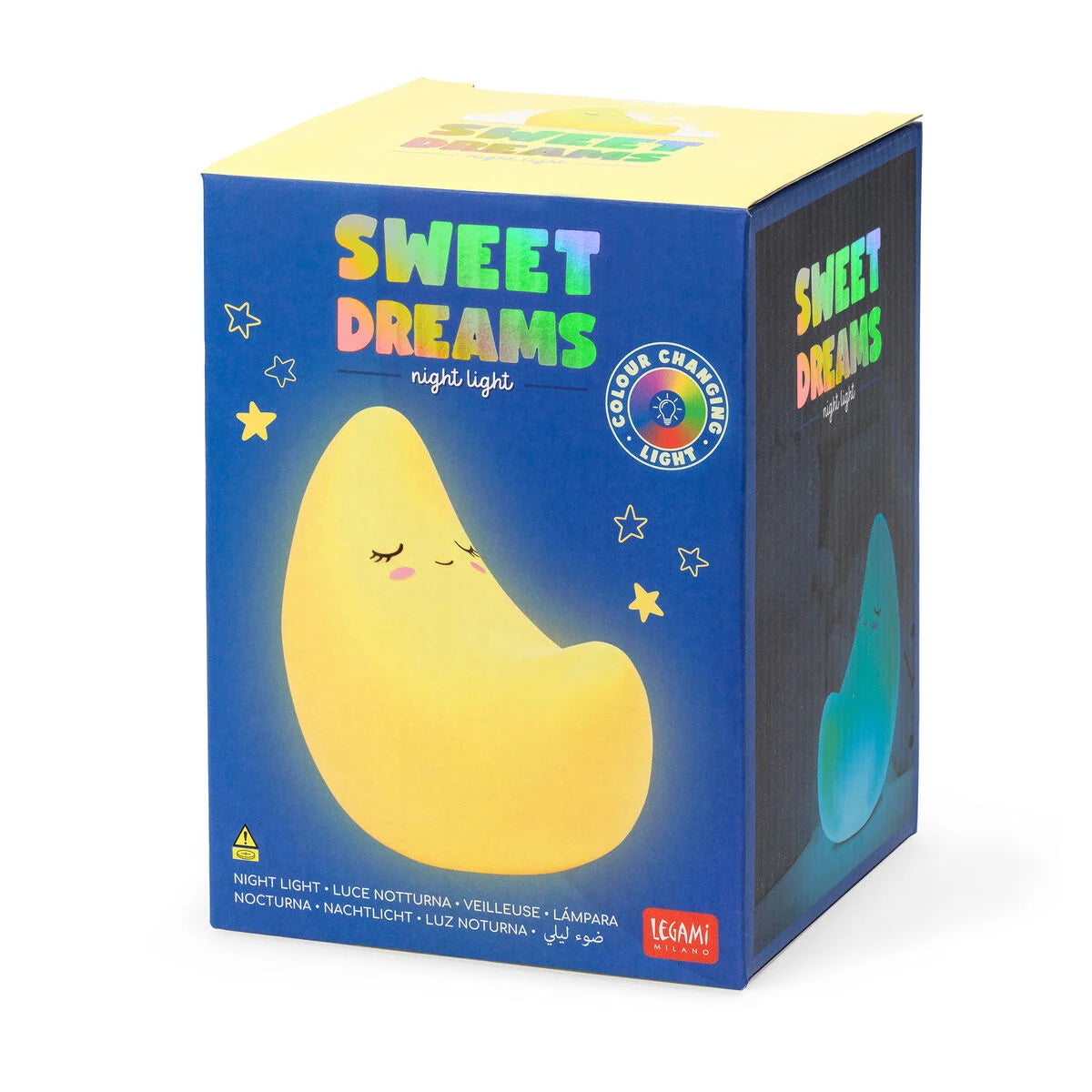 This soft moon-shaped night light casts a gentle, warm glow, creating a cozy, magical atmosphere perfect for peaceful sleep.