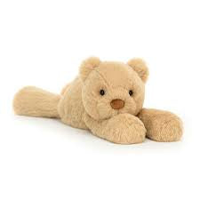 Jellycat Smudge Bear Tiny is a plush, creamy-colored companion with a sweet face, perfect for little hands and cozy cuddles. The perfect size for on-the-go comfort.