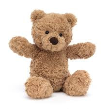 Jellycat Bumbly Bear Small is a velvety, amber-colored bear with a cozy, round shape and a gentle expression—perfect for quiet moments and cuddles.