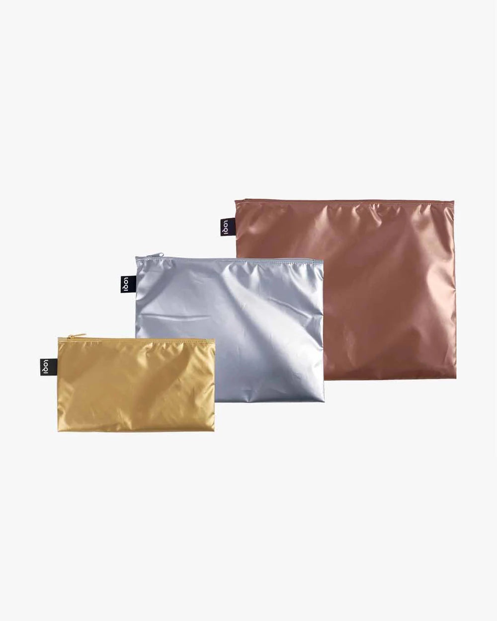 LOQI METALLIC Gold, Silver, Rose Gold Zip Pockets