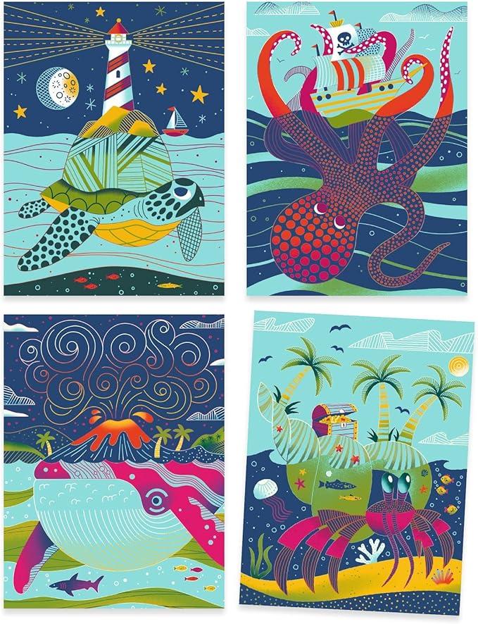 Djeco DJ09714 Scratch Cards Topsy Turvey