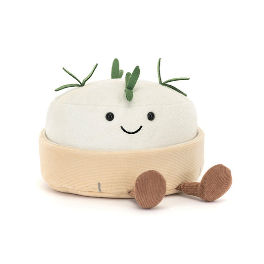 Soft, cuddly plush shaped like a creamy cheese wedge with a charming, quirky smile—perfect for cozy hugs and smiles!