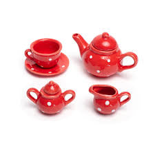 Bigjigs- Red Polka Dot Tea Set & Case