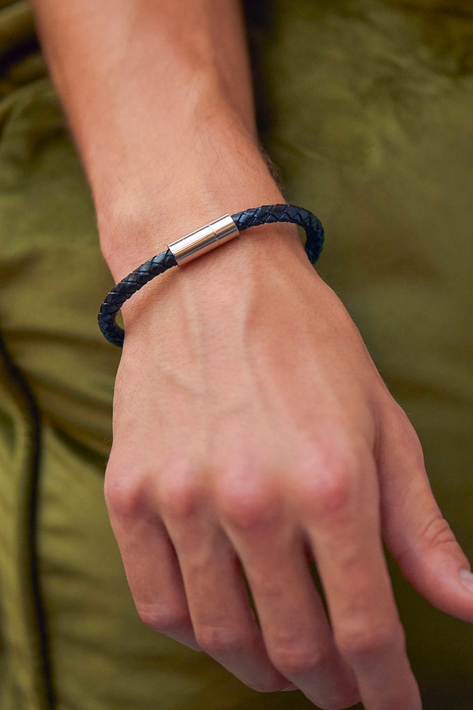 Estella Bartlett Navy Leather Single Wrap Bracelet with Magnetic Clasp