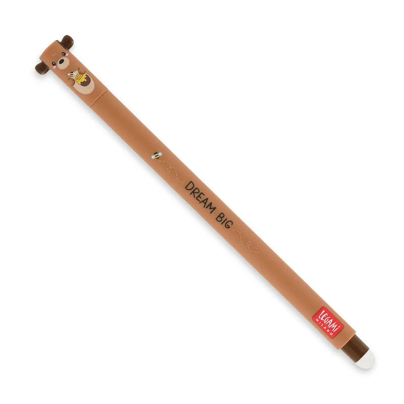 Say goodbye to mistakes with this bear-themed erasable gel pen! Smooth writing, clean erasing, and plenty of cuteness in every stroke.