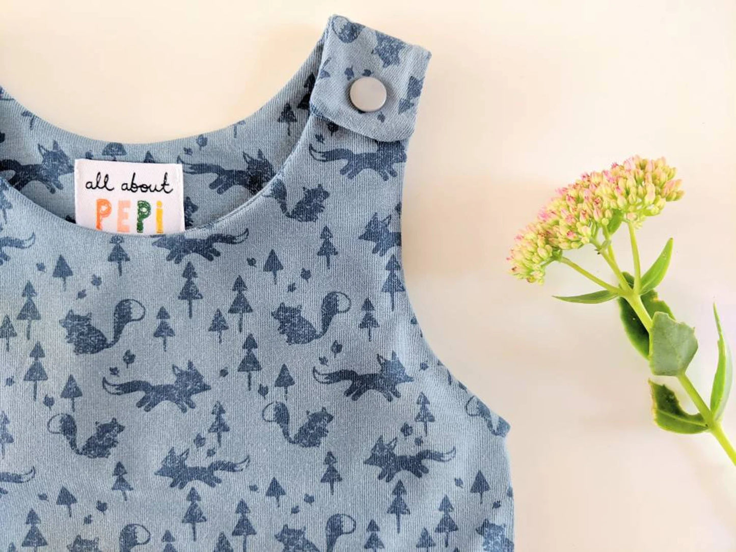 All about pepi blue fox print 6-9 months