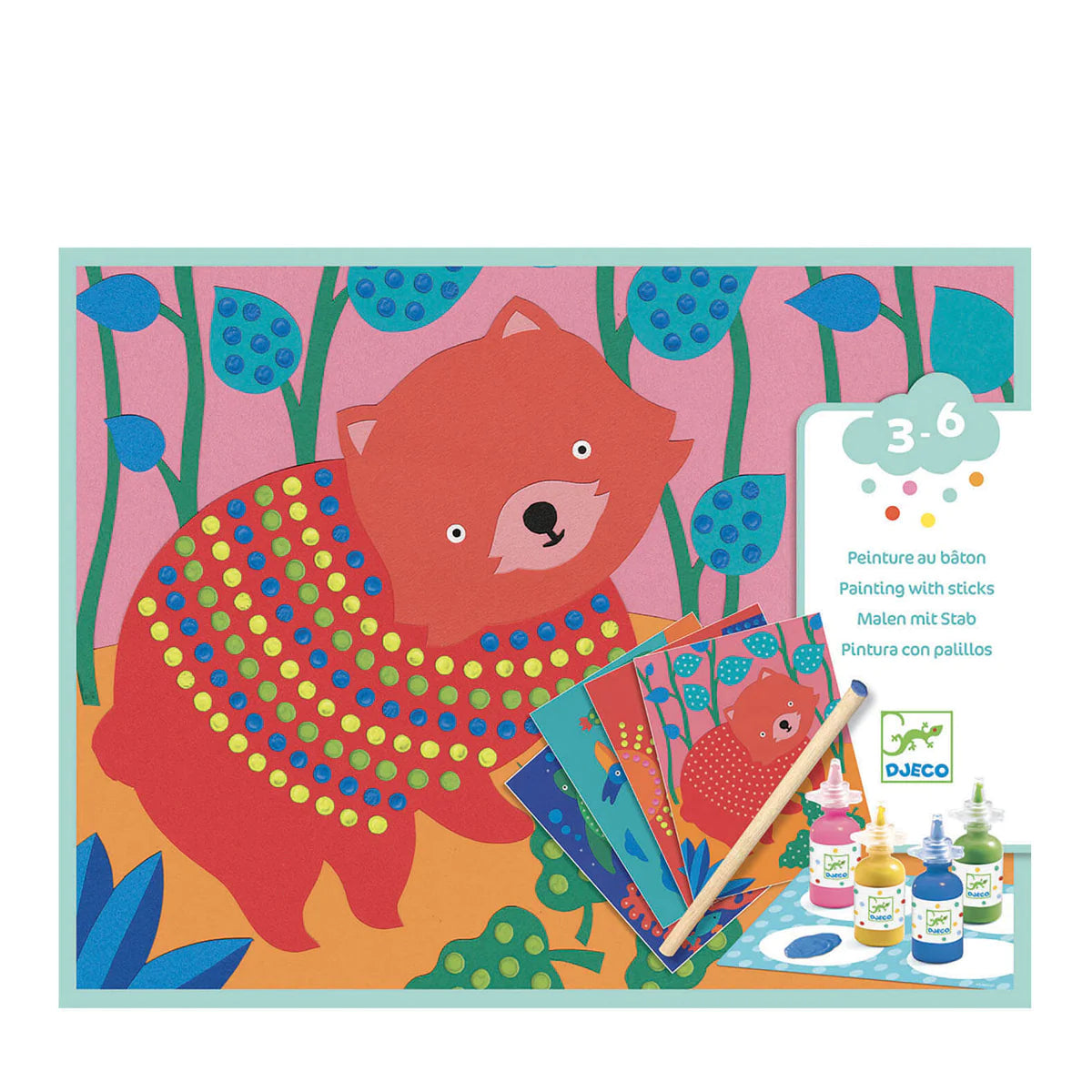 Squish, swirl, and paint with sticks! A colorful kit full of mess-free fun and big smiles for budding little artists.