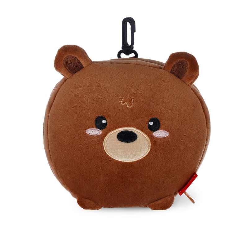 Snuggle up with this adorable teddy bear-shaped travel pillow and eye mask set—plush, comforting, and perfect for a cozy nap anywhere.