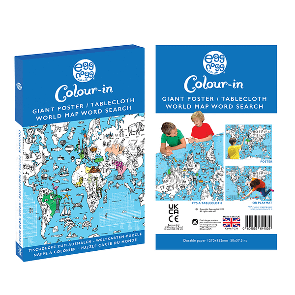 Giant Poster / Tablecloth – World Map Wordsearch