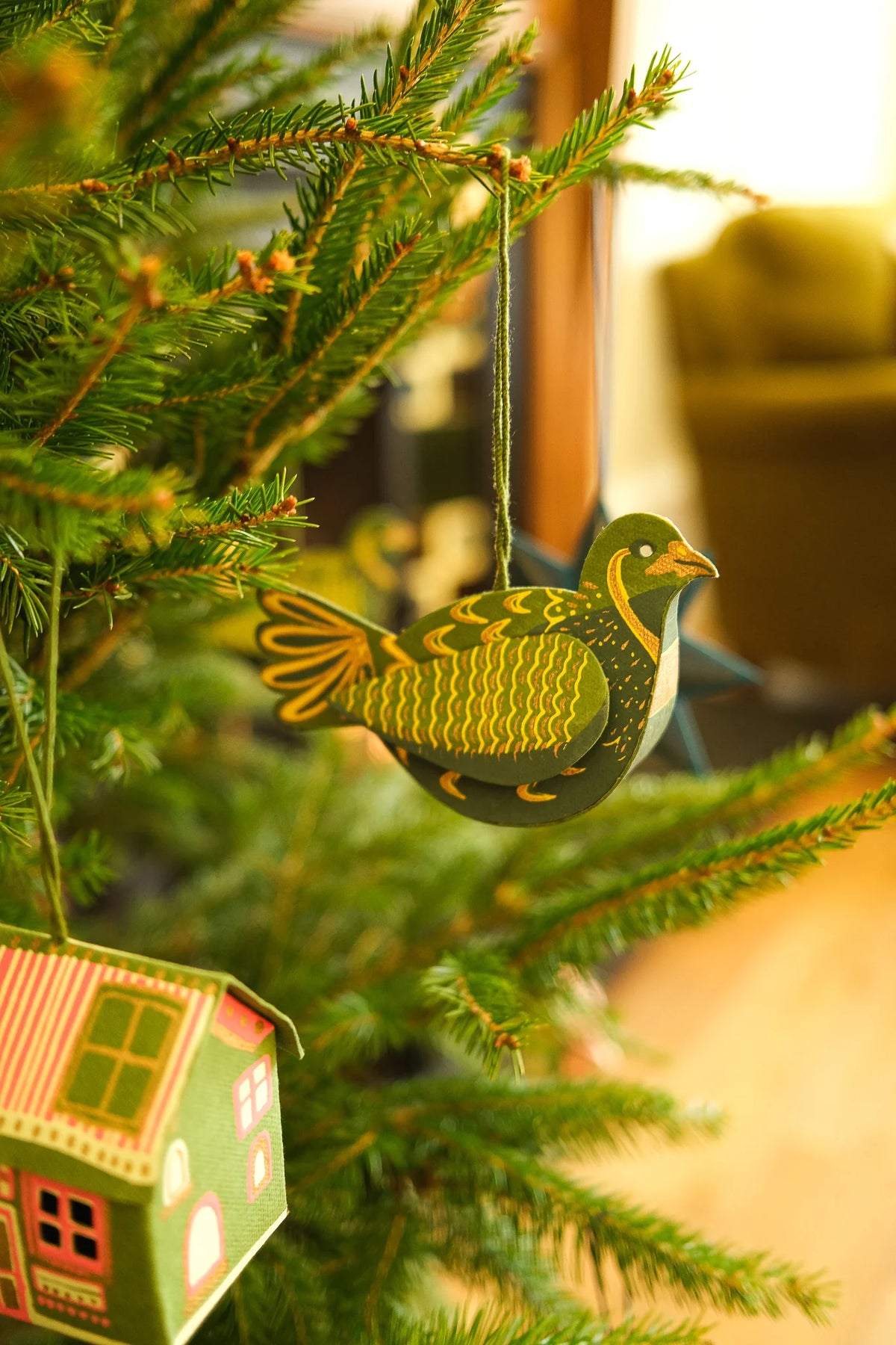 East End Press Partridge Screen-Printed Board Decoration