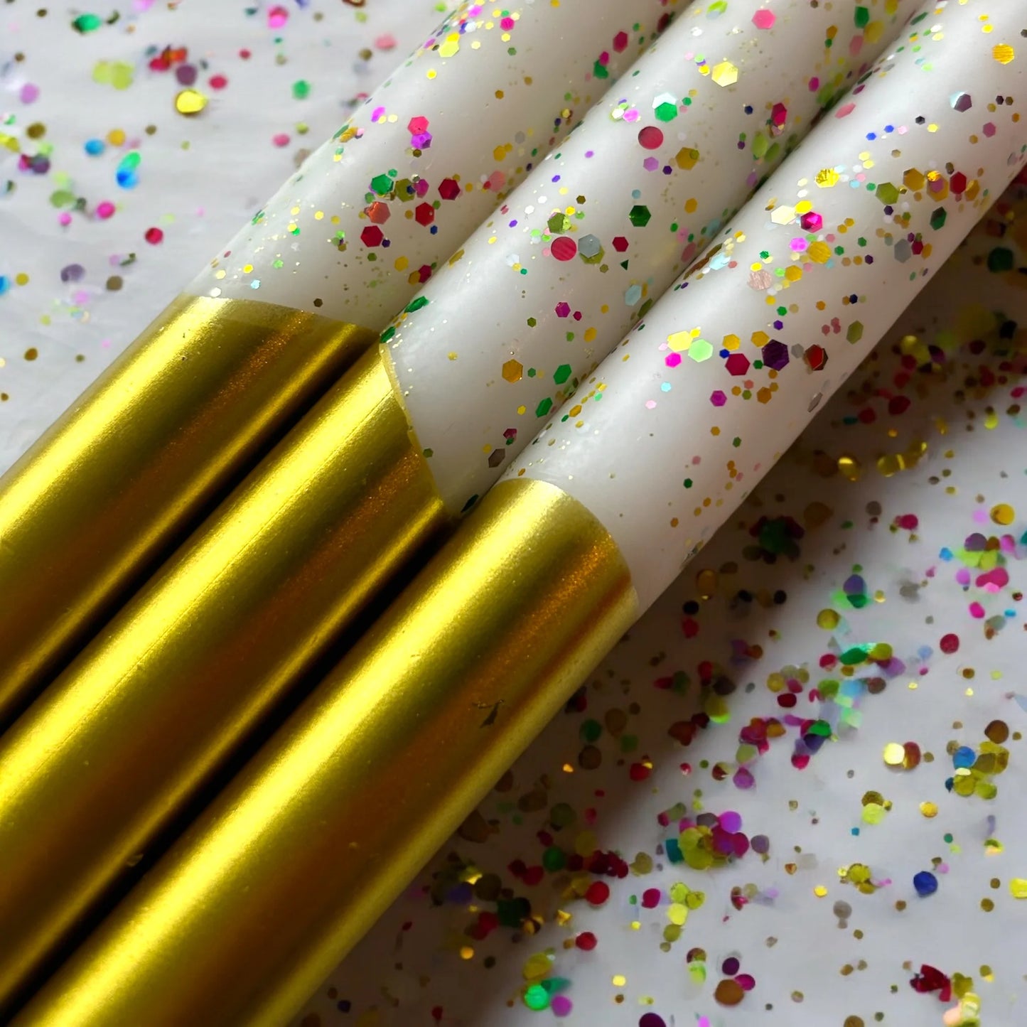 The Colour Emporium FUNFETTI Dip Dye Dinner Candle Trio