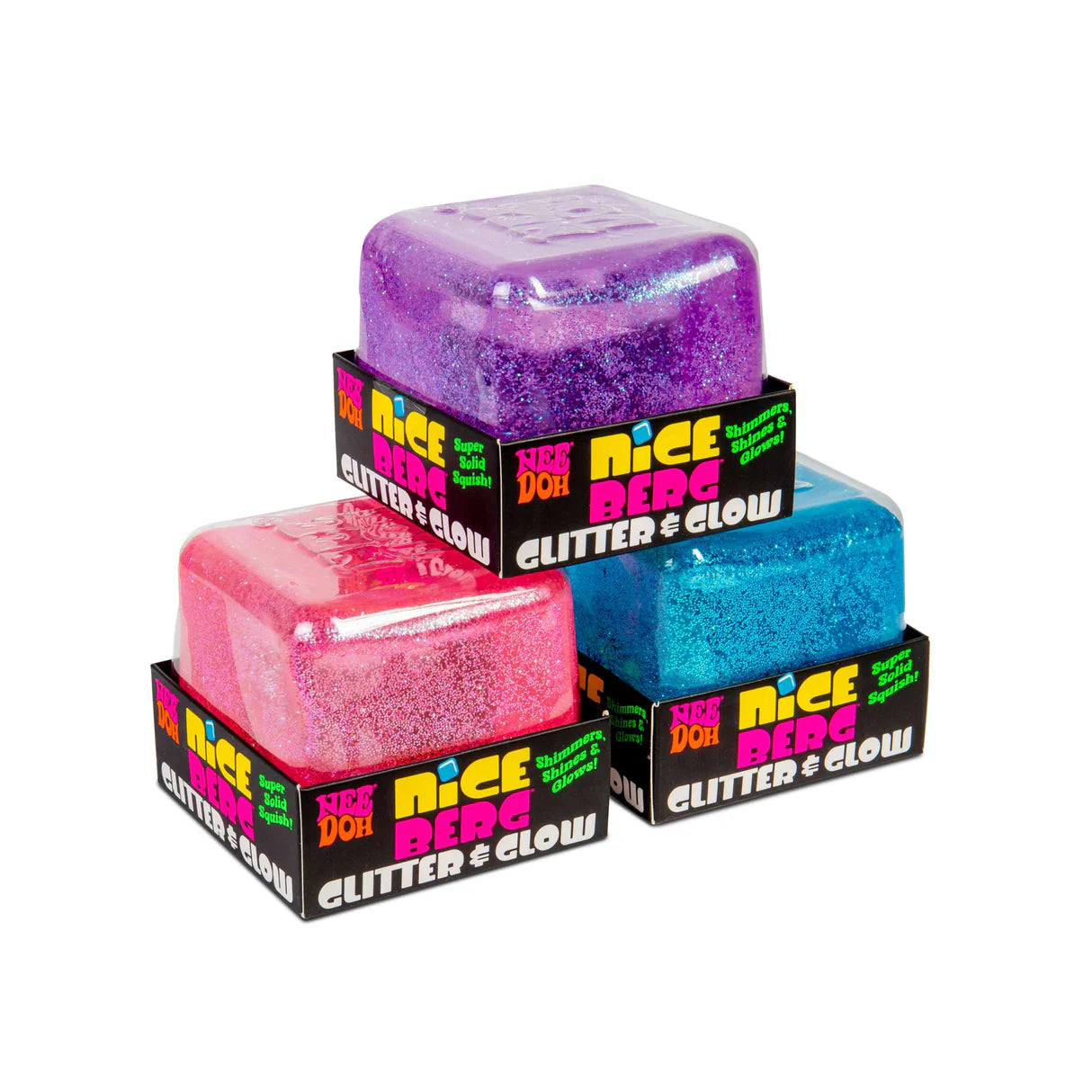 NeeDoh Nice Berg Glitter & Glow Squishy Cube