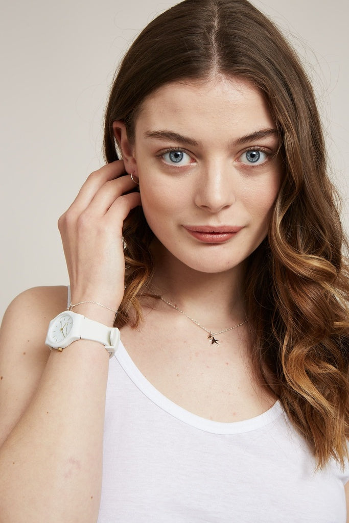 Estella Bartlett Two Tone Double Star Necklace - Silver Plated