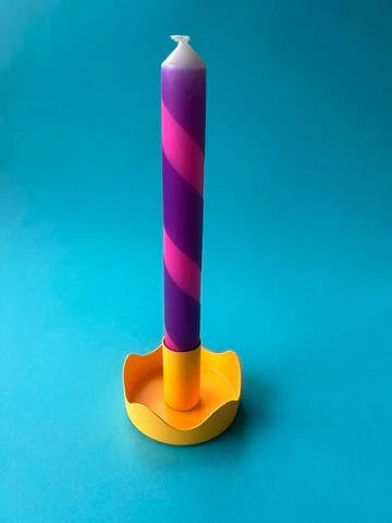 The Colour Emporium Yellow Colour Pop Wavy Candle Holder
