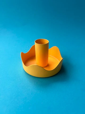 The Colour Emporium Yellow Colour Pop Wavy Candle Holder