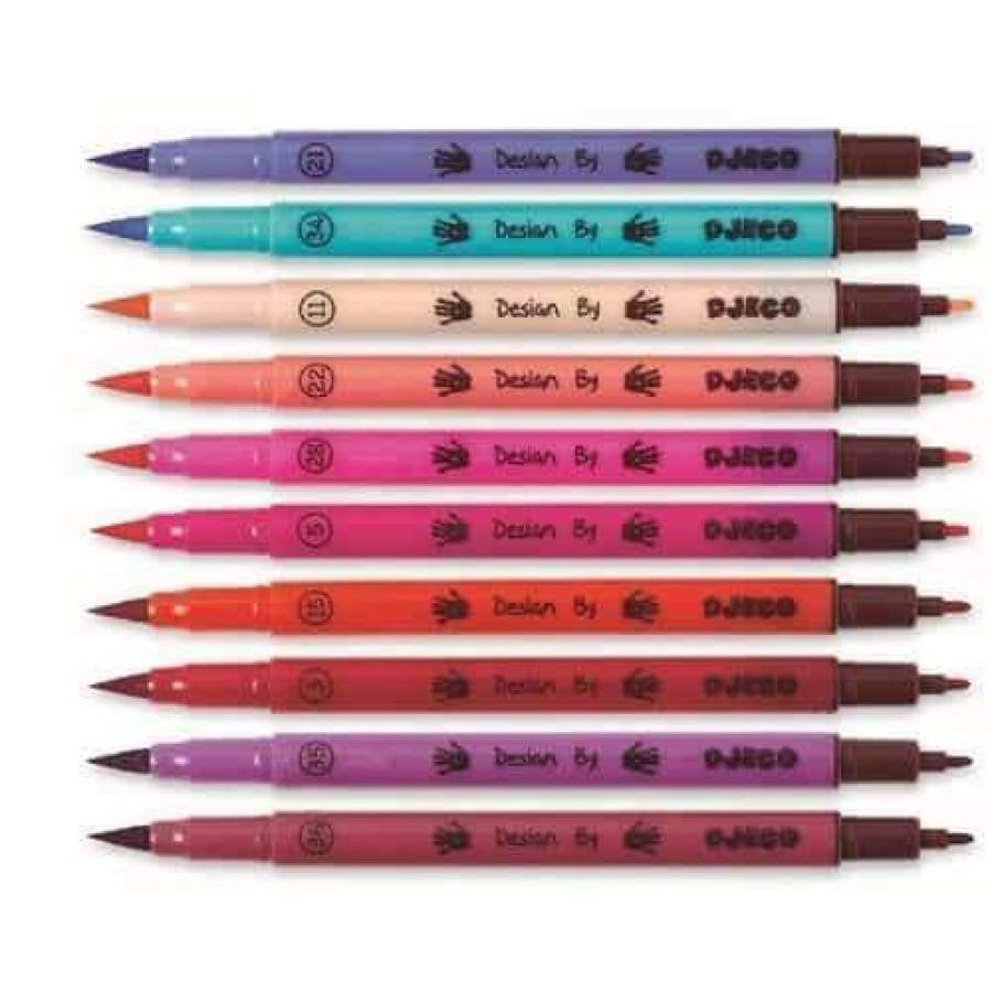 Djeco DJ08802 10 Felt Tip Brush Pens - Wigwam Toys Brighton (4118994387015)