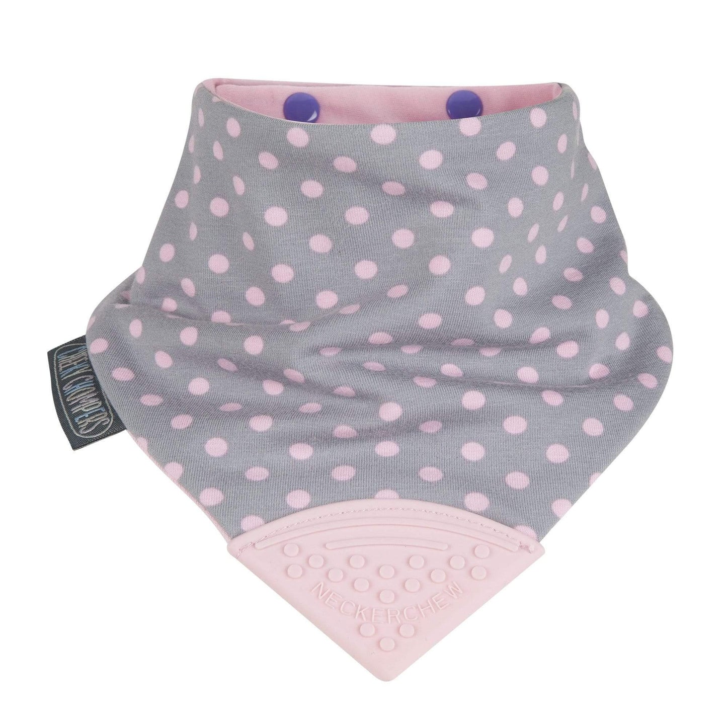 Cheeky Chompers Teething Toy Polka Dot Pink Neckerchew (7563641225464)
