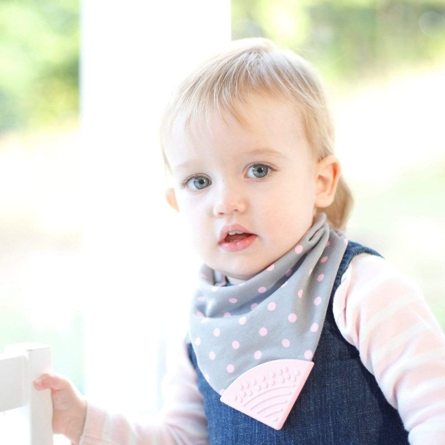Cheeky Chompers Teething Toy Polka Dot Pink Neckerchew (7563641225464)