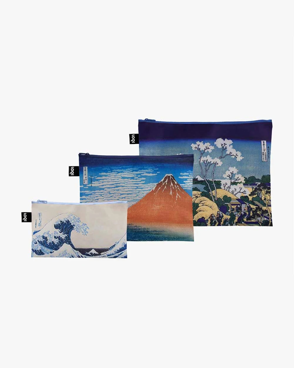 LOQI KATSUSHIKA HOKUSAI Fuji from Gotenyama, Red Fuji and Wave Recycled Zip Pockets