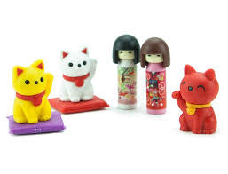 Iwako Puzzle Erasers - Doll & Lucky Cat