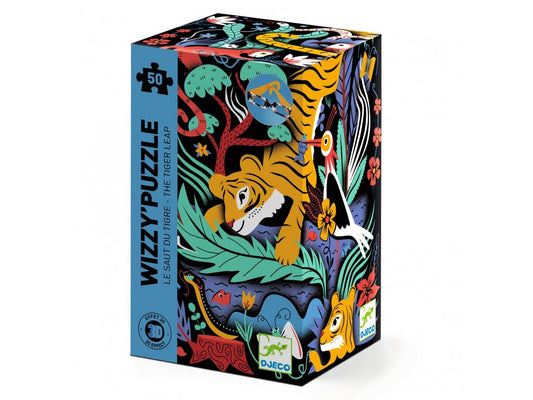 Djeco DJ07031 Wizzy Puzzle - The Tiger Leap - 50 pieces