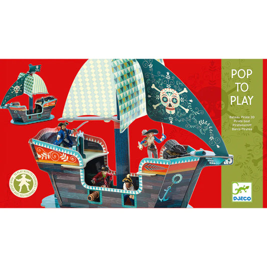 Djeco DJ07709 Pop To Play - Pirate Boat 3D