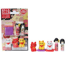 Iwako Puzzle Erasers - Doll & Lucky Cat