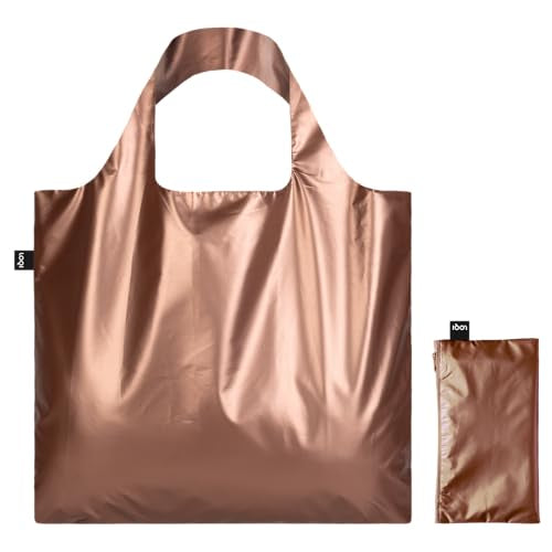 LOQI METALLIC Rose Gold Bag with Mini Zip Pocket