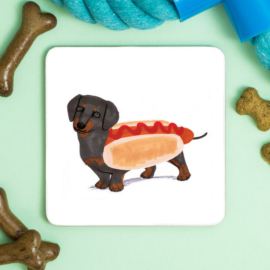 Jo Clark Design Hotdog Sausage Dog Coaster