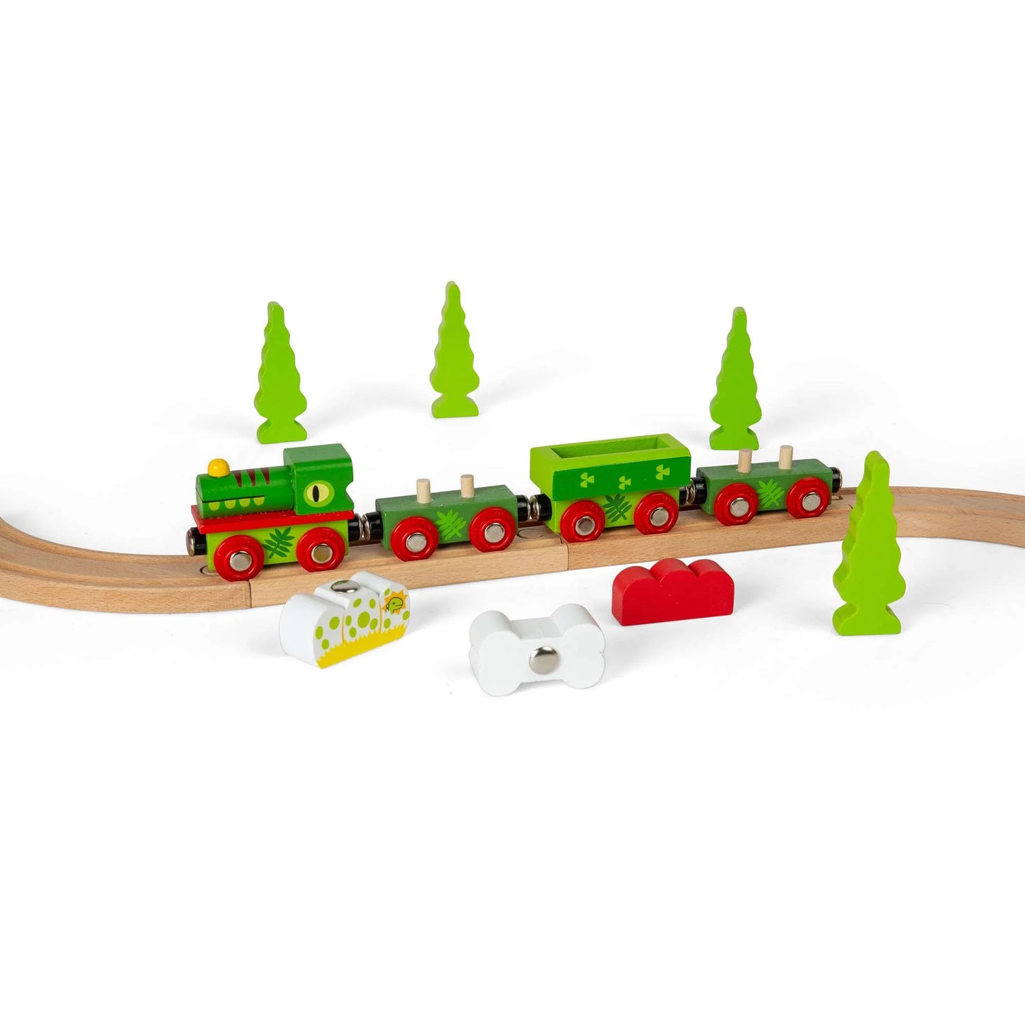 Bigjigs Wooden Train Dinosaur Railway Engine and Carriages