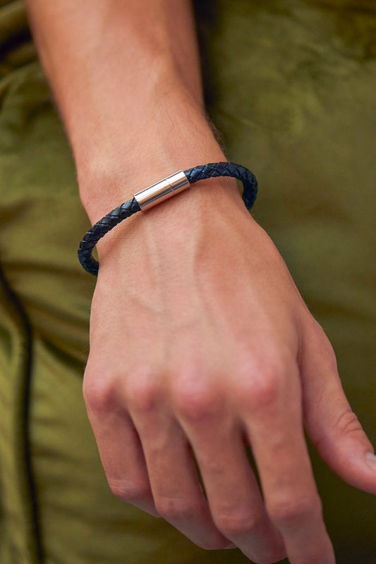 Estella Bartlett Navy Leather Single Wrap Bracelet with Magnetic Clasp