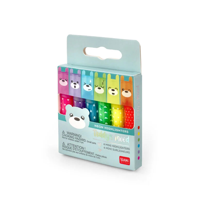 Legami Teddy's Mood -A Set of 6 Mini Highlighters