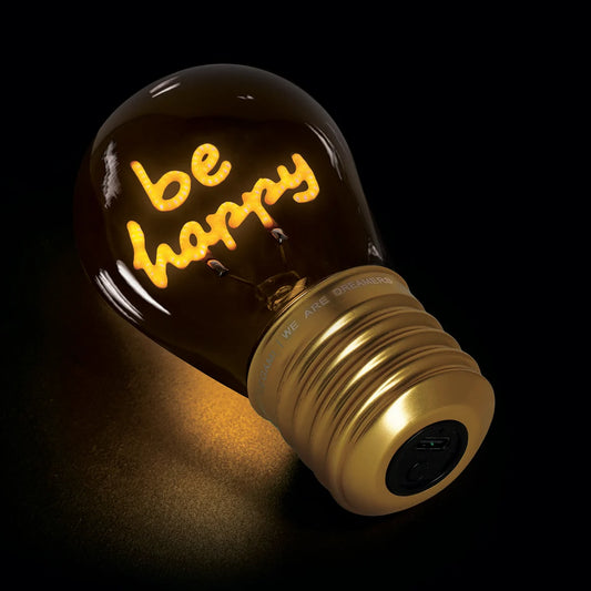 Legami Decorative Lightbulb-Shaped Table Lamp - Be Happy - Bulb Fiction