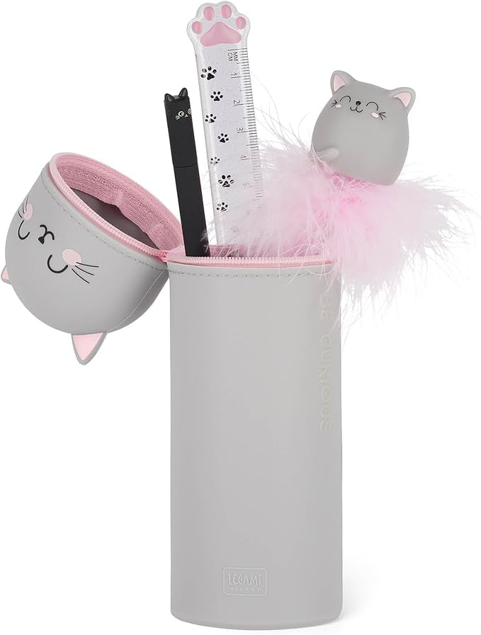 Legami Kawaii 2 in 1 Soft Silicone Pencil Case - Kitty