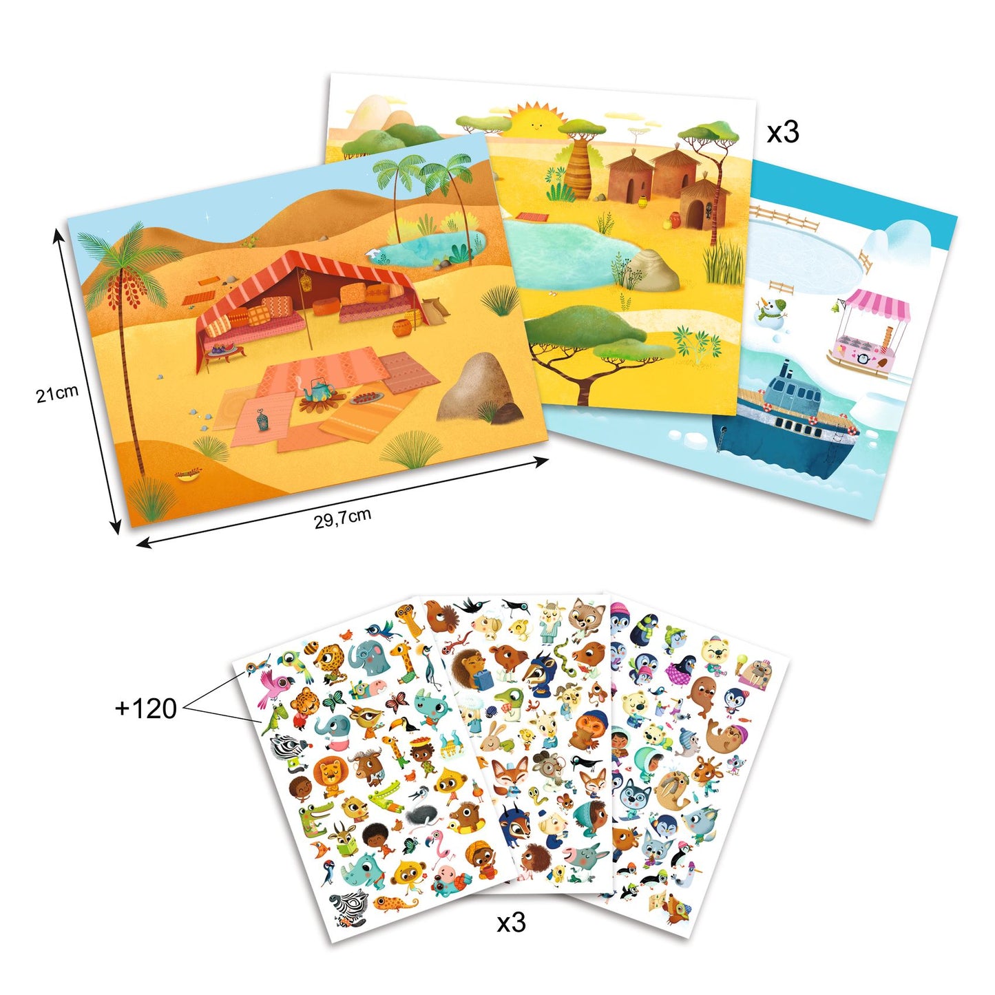 Djeco Dj09560 Rub-on transfers - Savannah, desert and North Pole