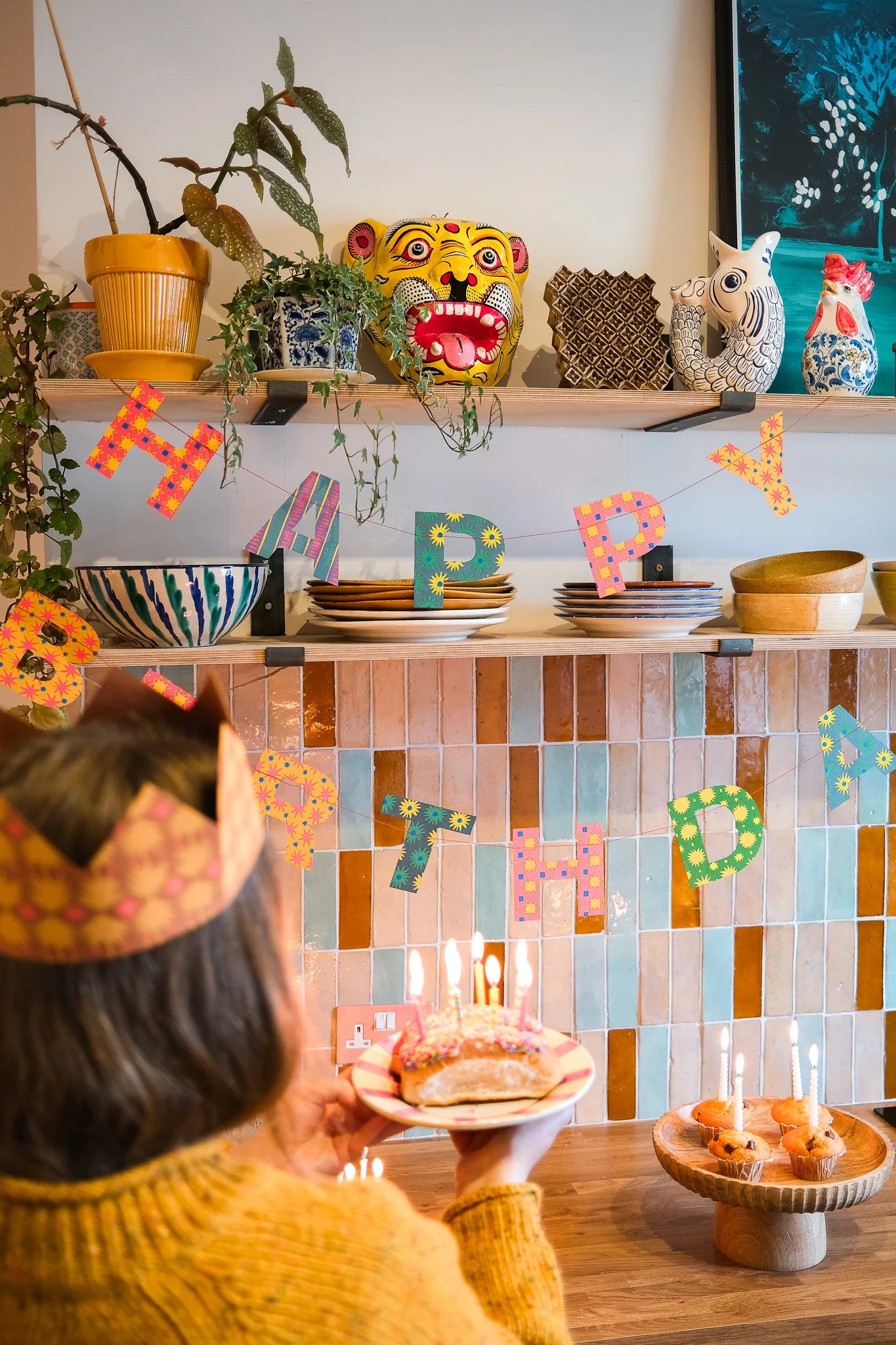 East End Press Bright Happy Birthday Sewn Garland
