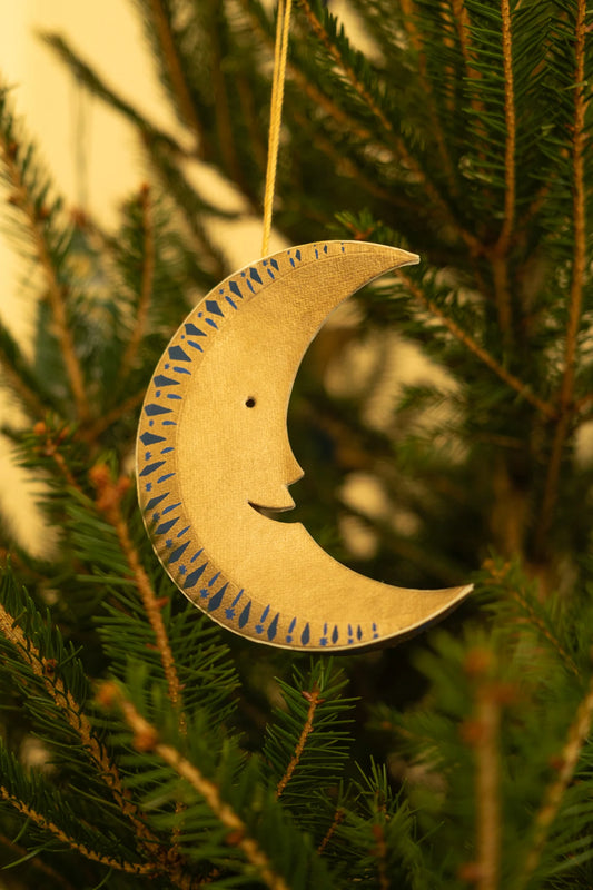 East End Press Golden Man on the Moon Board Ornament