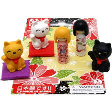 Iwako Puzzle Erasers - Doll & Lucky Cat