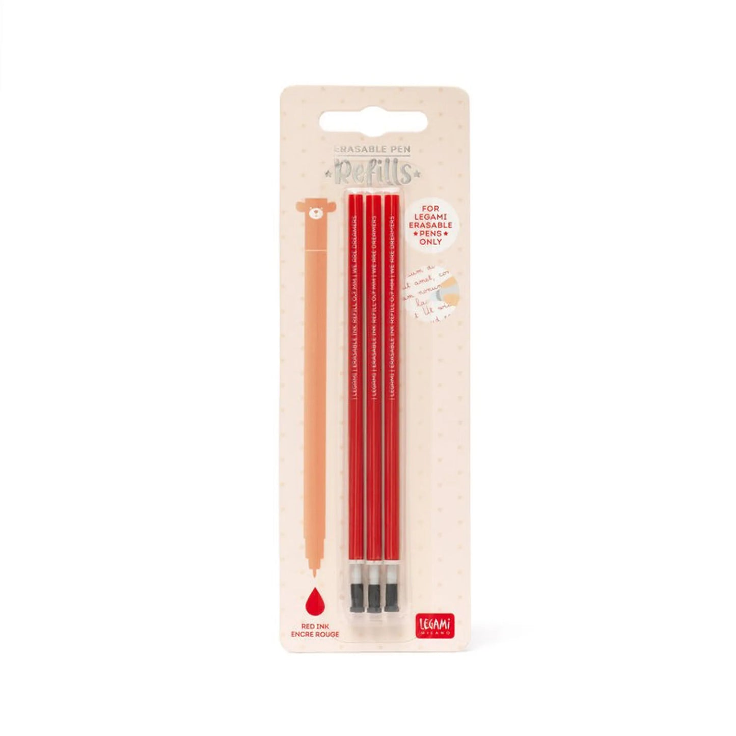 Legami Refill Eraseable Pen Refill Set - Red