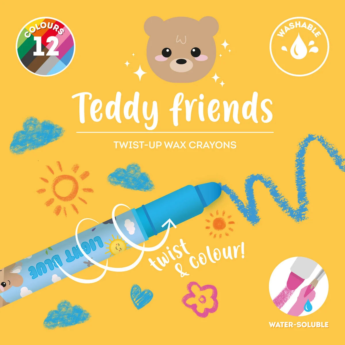 Legami Teddy Friends - Twist Up Wax Crayons