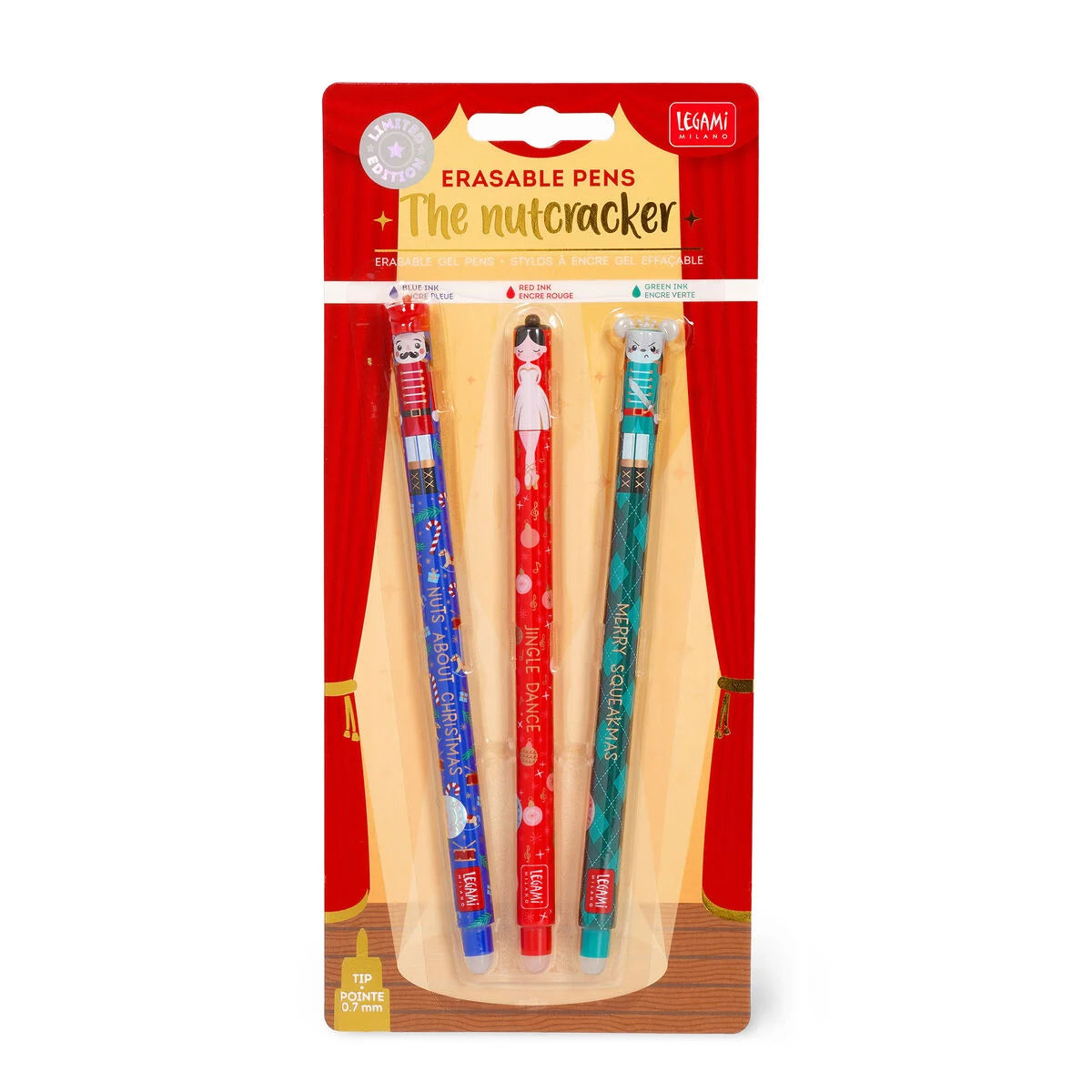 Legami Set of 3 Erasable Gel Pens - The Nutcracker