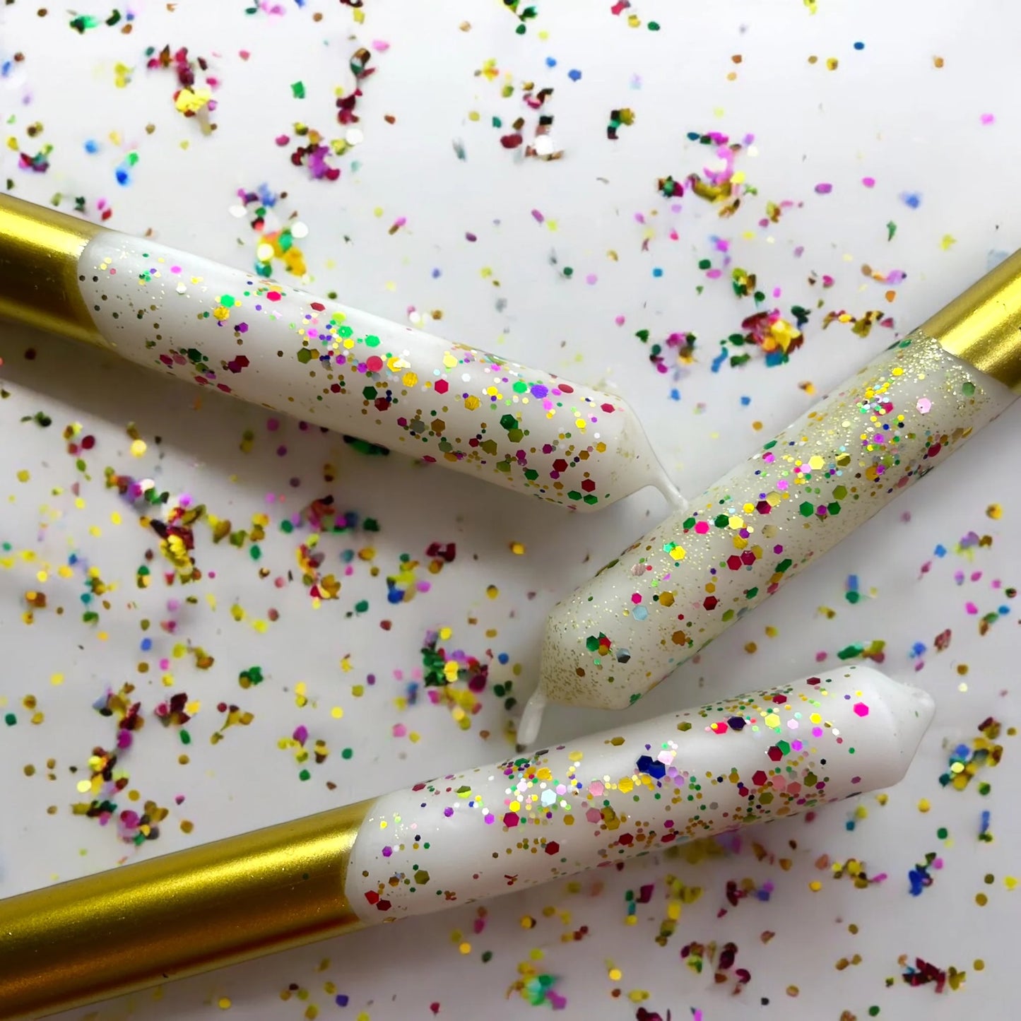 The Colour Emporium FUNFETTI Dip Dye Dinner Candle Trio