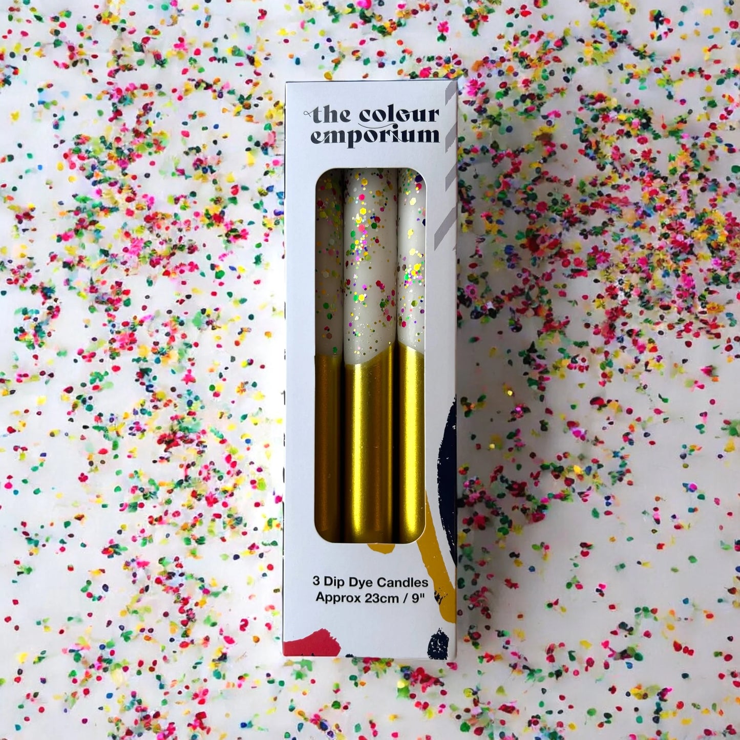 The Colour Emporium FUNFETTI Dip Dye Dinner Candle Trio