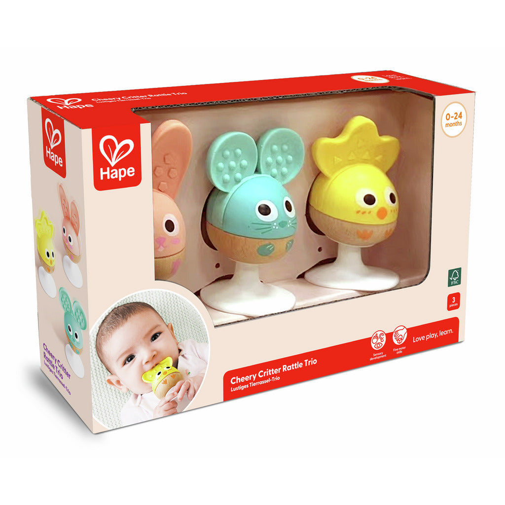Hape Cherry Critter Rattle Trio