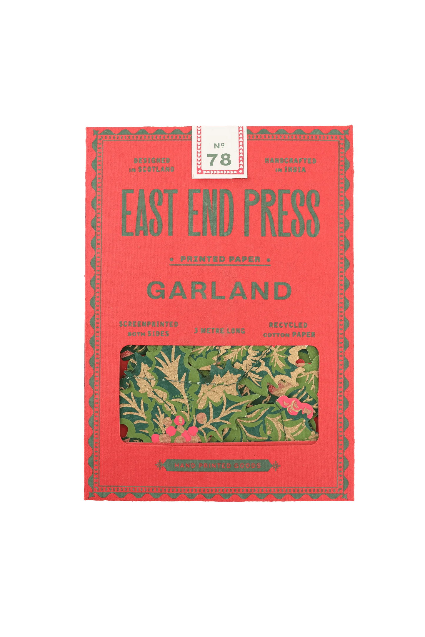 East End Press Holly and Ivy Sewn Garland