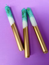 The Colour Emporium CRUSHED EMERALD Dip Dye Dinner Candle Trio