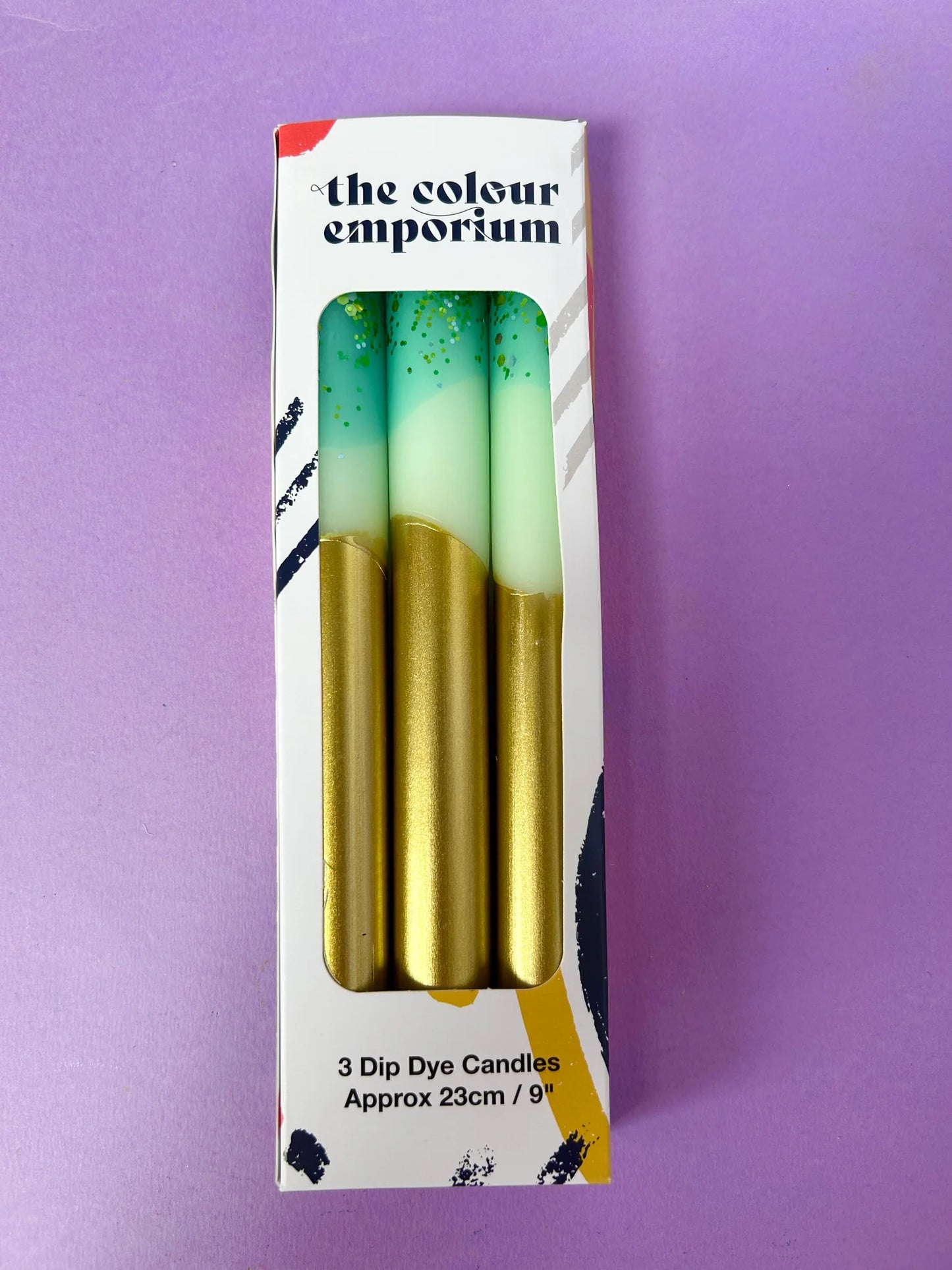 The Colour Emporium CRUSHED EMERALD Dip Dye Dinner Candle Trio