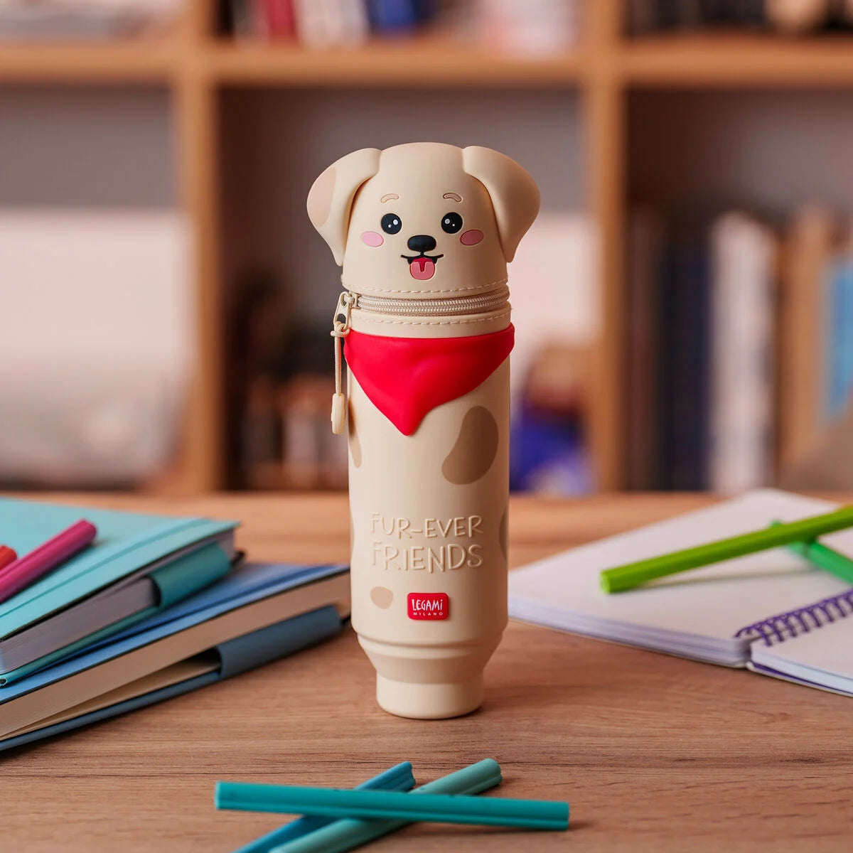 Legami Kawaii - Golden "Fur-ever Friends" 2-in-1 Silicone Pencil Case